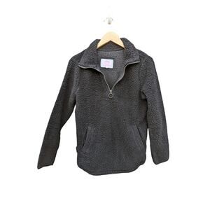 Cozy Warm Fall Jacket Hoa Hoa Hoa Season Twilight Sherpa Quarter Zip Black S